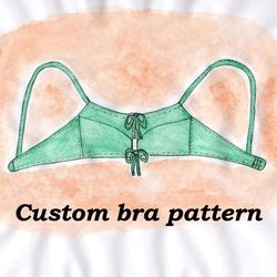 Lace up bra pattern, Custom bra pattern, Gabrielle, Drawstring bra pattern, No elastic underwear pattern