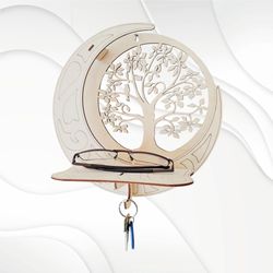 Wall shelf, moon tree svg dxf design for laser cut. Drawing Cutting laser.
