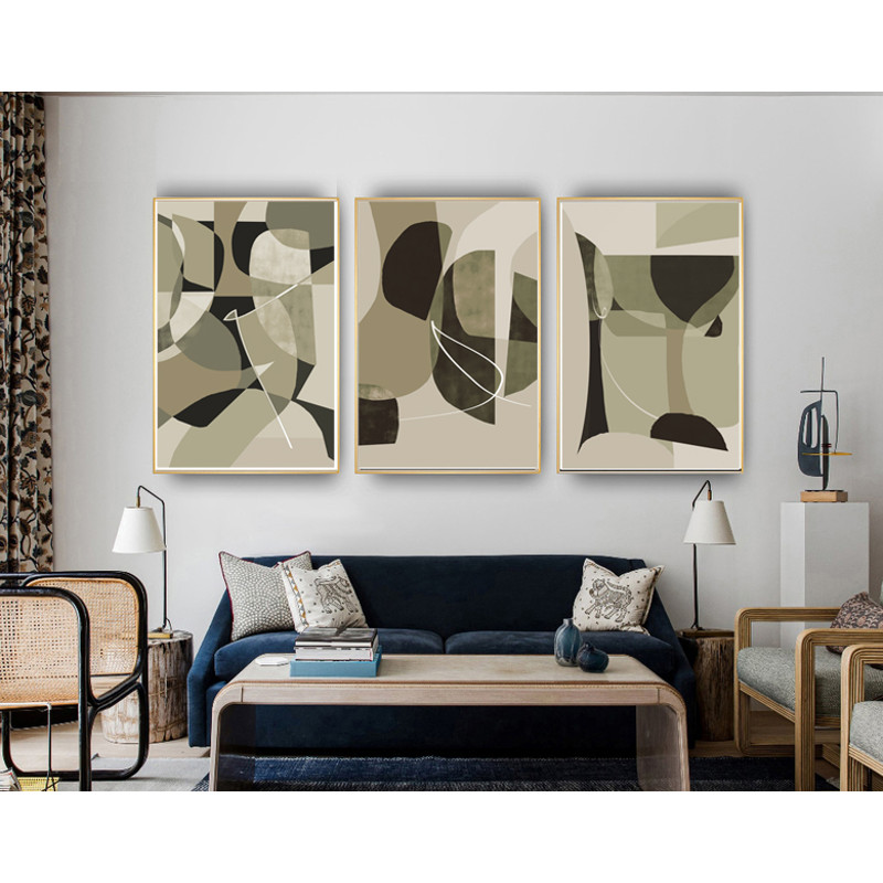 3 abstract prints in gray and green tones are available for download