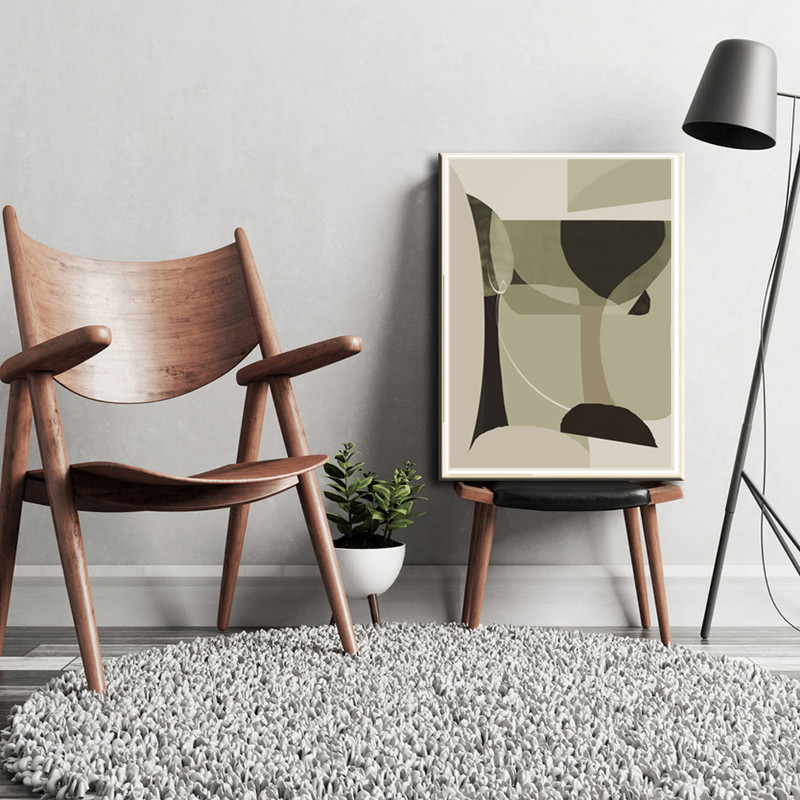 3 abstract prints in gray and green tones are available for download