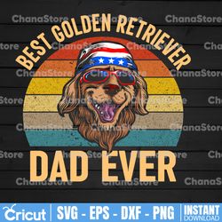 best dog dad ever golden retriever retro vintage png, digital download prints,golden retriever, dog png