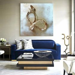 Volumetric 3D Sculpture Painting "Eternity" Original Abstract Wall Art White Gold Modern textured shiny To Order