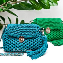 Crossbody bag PDF pattern Knit handbag Tshirt yarn Clutch purse Small purse Handbag patterns
