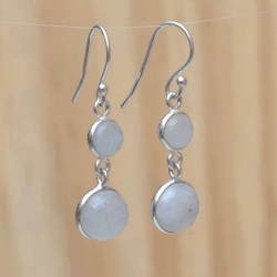 Rainbow Moonstone Earrings Silver, Dangle Gemstone Earrings, Drop Moonstone Women Earrings, Stone Handmade Earrings