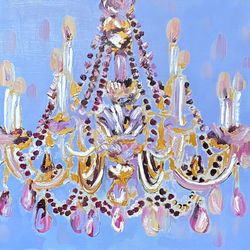 antique chandelier original oil painting on canvas fauvism abstract art  gala turovskaya interior art wall decor gift