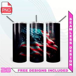 american flag tumbler wrap seamless designs - skinny tumbler 20oz design png