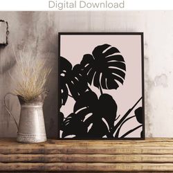 printable wall art minimalist, monstera wall art printable, printable posters black and white, printable wall art, digit