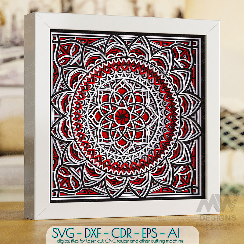 Vector Mandala Box Design Layered Mandala Template, Shadow Box Mandala SVG DXF, Cricut | Inspire ...