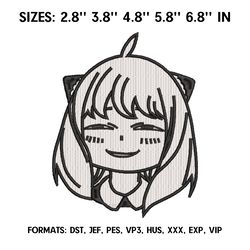 anya forger embroidery design file, spy x family anime embroidery design, machine embroidery, anime design pes brother