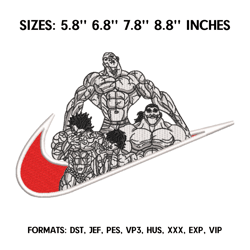 hanma family embroidery design file, baki the grappler anime embroidery design, anime design pes baki, jack. yujiro