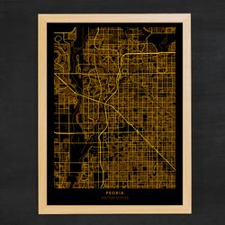 Peoria City Map, City of Peoria, United States Map Poster