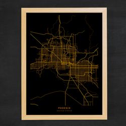 Phoenix City Map, City of Phoenix, United States Map Poster