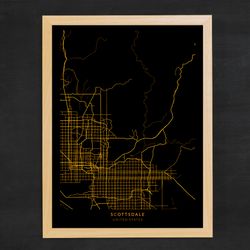 scottsdale city map, city of scottsdale - united states map poster