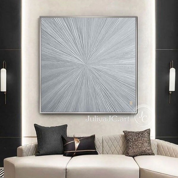 Silver Rays Abstract art Shiny Original Painting Textured ar | Inspire ...