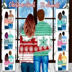 Christmas Couples Clipart: "CUSTOM COUPLES" Christmas landscape Christmas Mug Xmas sublimation Christmas Sweaters Winter