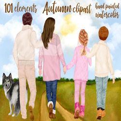 fall clipart: "family clipart" parents with kids thanksgiving clipart autumn clipart fall family customizable clipart ha