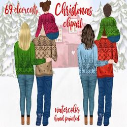 christmas clipart: "family clipart" winter family matching sweaters christmas scenery christmas cards parents with kid m