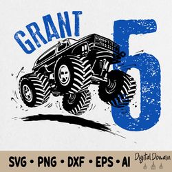 birthday monster truck svg, monster truck birthday boy/girl svg, personalized name svg, kid custom svg