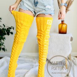 Knitting Pattern Plush Stockings Thigh Higs Socks Pattern Pdf Download Beginner Knitting Diy Knitting Fuzzy Socks