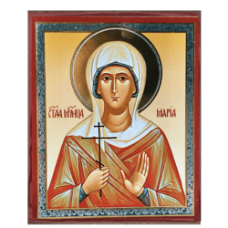 THE HOLY MARTYR MARIA OF CAESAREA IN PALESTINE | Handmade icon  | Size: 2,5" x 3,5"