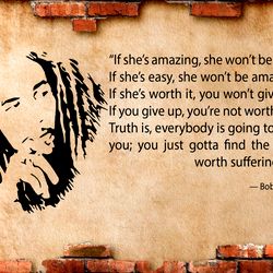 Bob Marley Sticker, The Words Of Bob Marley, Famous Musician And Singer, Wall Sticker Vinyl Decal Mural Art Decor