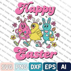 easter svg, happy easter svg, retro easter svg, easter bunny svg, easter shirt svg, easter sublimation design download,