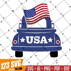 "4th of July Truck SVG / America SVG / Cut File / Clip art / Commercial use / Instant Download / Silhouette / 4th of Jul