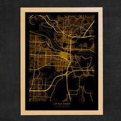 Little Rock City Map, City of Little Rock - United States Map Poster