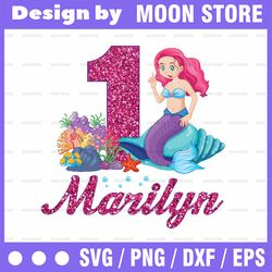personalized name mermaid png, mermaid png, mermaid birthday girl png, sea beach png printable
