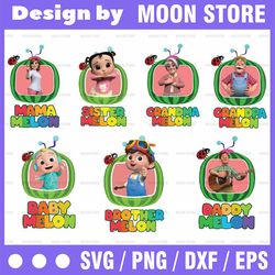 cocomelon family birthday girl / boy shirt sublimation png files, cocomelon party family png
