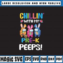 chillin' with pre-k peeps, cute bunny png, girls boys easter png, kindergarten png, easter bunny, digital download