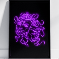 Neon False Faces Wall Art Neon Art Painting By Stainles