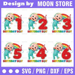 cocomelon birthday boy family bundle, cocomelon png, birthday party, png files for print and sublimation