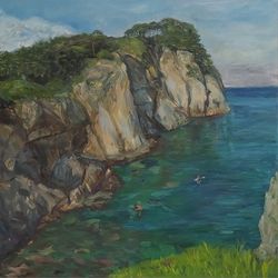 Seascape original oil painting on canvas scenery artwork