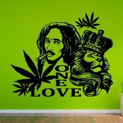 Bob Marley Sticker, Quotes And Sayings, One Love, Famous Musician And Singer, Wall Sticker Vinyl Decal Mural Art Decor