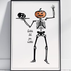 halloween wall art "gobble til you wobble" pumpkin painting by stainles