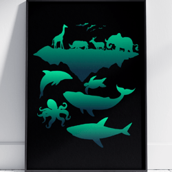 Animals Silhouette Painting Wall Art by Stainles