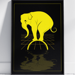 Golden Reflections: Elephant Wall Art Canvas Painting by Stainles