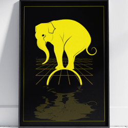 golden reflections: elephant wall art canvas painting by stainles