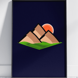 Sunset Mountain Painting Mountain Landscape Art Mountain Wall Decor by Stainles