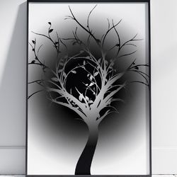 Abstract Tree Silhouette Painting - Tree Wall Art - Tree Landscape Art - Stainles