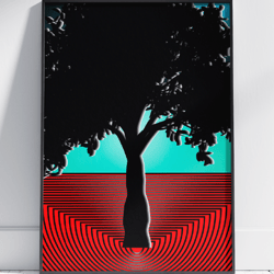 dark tree painting - abstract tree wall art by stainles