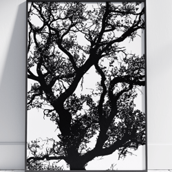Dark Tree Silhouette Painting - Tree Wall Art, Landscape, Illustration & Image by Stainles