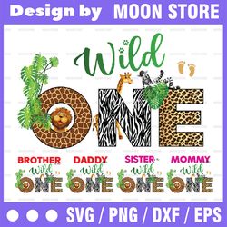 personalized wild one bundle family design, birthday wild one png, zoo animal safari birthday, wild birthday,  sublimati