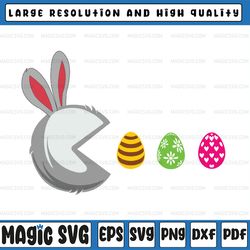 pac-man easter day svg, happy easter day bunny egg funny boys girls kids easter, easter bunny, digital download