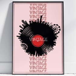 vintage vinyl record print wall art retro poster by stainles