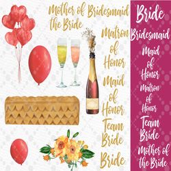 bridesmaid clipart: "wedding robes clipart" bachelorette party bride clipart bridal shower invitation diy bridesmaid sit