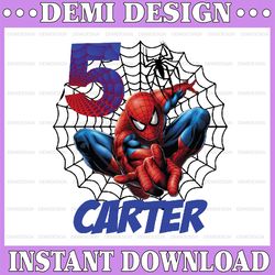 Personalized Spiderman Birthday Png , Boy's Spiderman Birthday Png  , Custom Spiderman Raglan Available Png, Digital Dow