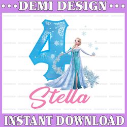 Personalized Frozen Number Birthday, Elsa Girl's Birthday Png, Frozen Matching Family Png, Happy Birthday Girl Png, Cust