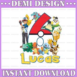 Personalized Pokemon Birthday Png , Funny Pikachu Game Cartoon Kids Png, Custom Personalized Birthday Png, Digital Downl